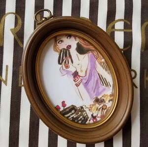 ❗Authentic Henri Bendel Store Display Art on Gold Oval Ornate Frame❗